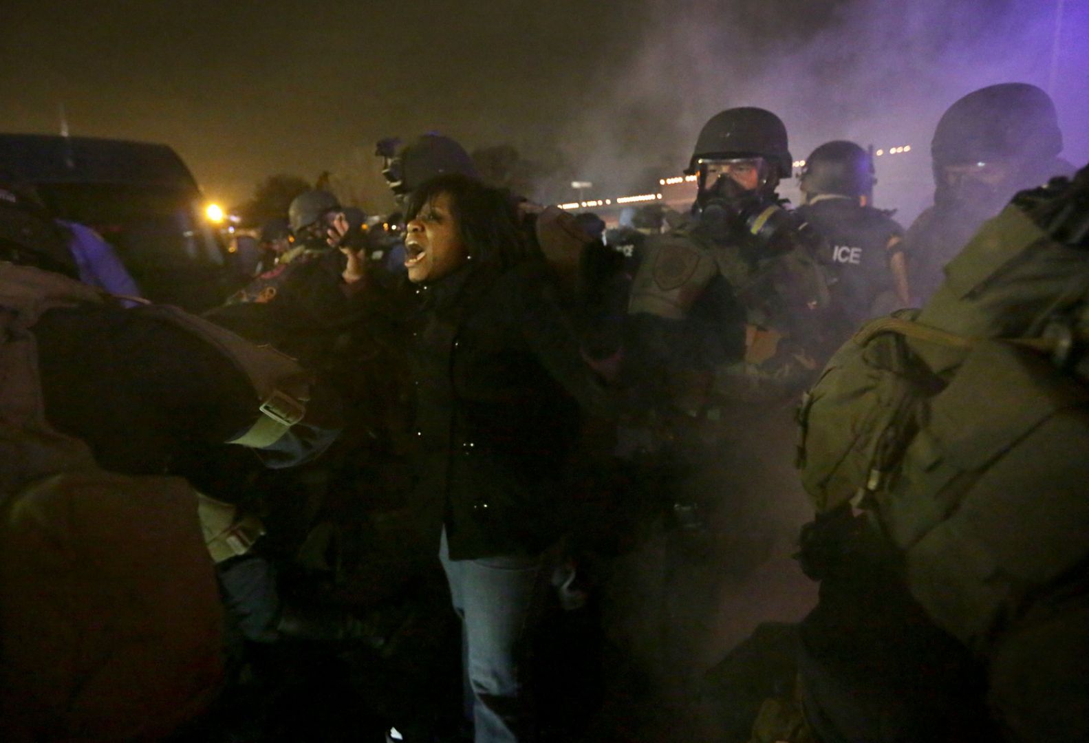 St. Louis County Police respond to crowds after grand jury announcement